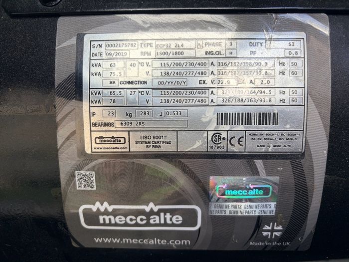 65 KVA Perkins meccalte Generator