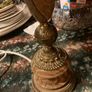 Large tall table lamp vintage 1960s brass onyx marble brown Image 5