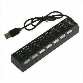 7 Port USB Hub Multi Splitter Expansion Power Adapter High Speed For Laptop PC