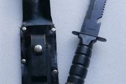 Vintage 1980s Survival Knife with compass and a storage compartment in the knife handle