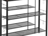 _shoe rack, shoe organizer for 14 pairs of shoes, for slippers, high heels, boots, in the entrance area, living room, bedroom, industrial style, vintage brown-black