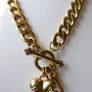 Juicy Couture Logo Heart J Charms Gold Tone Chain Link Toggle Clasp Necklace 17inch. Image 2