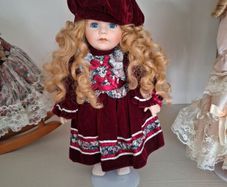 3 Leonardo Collection porcelain dolls with stands / rocking horse display collectors dolls.