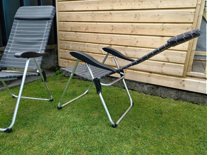 Set of x2 Garden Chairs and x2 Small Glass Top Tables