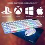 Raptor White Gaming Keyboard And Mouse Set With Large Mouse Pad, Rainbow LED Illustrated Keys, USB Wired Desktop Combo, UK Layout, For Desktop PC, Laptop, PS4, PS5, Xbox One Image 5