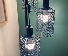 Black 3 light weaved floor lamp - Bulbs included