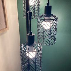 Black 3 light weaved floor lamp - Bulbs included