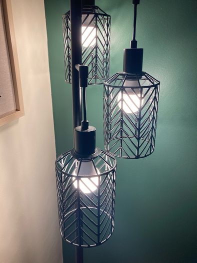 Black 3 light weaved floor lamp - Bulbs included