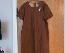 Primark  Faux Leather  Brown Tunic Style  Dress    S.- 16-18    B.N.W.T