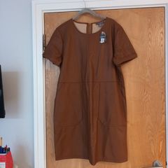 Primark  Faux Leather  Brown Tunic Style  Dress    S.- 16-18    B.N.W.T