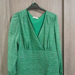 Green long sleeve occasion top size 18 dunnes stores/gallery