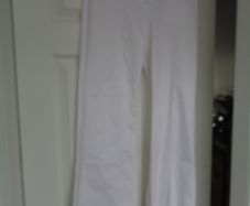 Ladies White Cotton Bootleg Trousers for Sale