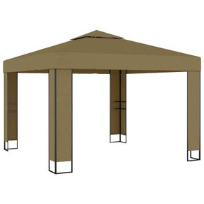 Gazebo with Double Roof 3x3x2.7 m Taupe 180 g/sq. meter