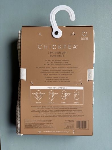 Chickpea Muslin Baby Swaddling Blankets 2 Pack - Cotton