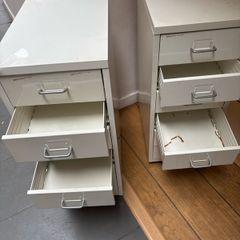6 white metal drawers from IKEA x 2