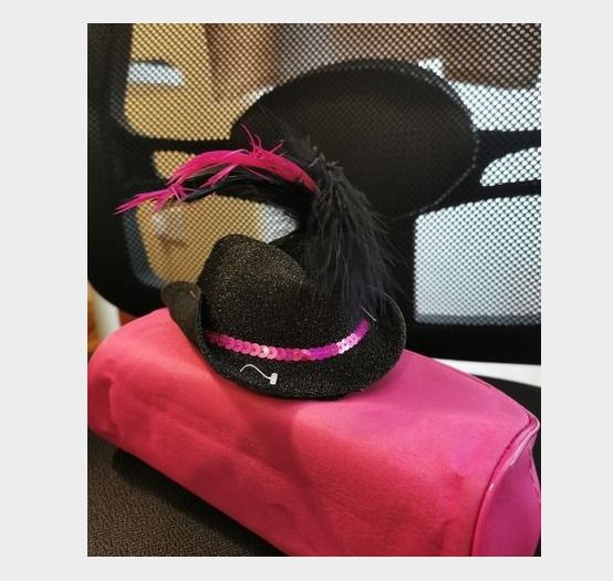Lovely Black Cowboy Hat with Feathers & Sequins - new/with tags + matching gloves available