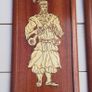 3 vintage handcrafted wooden wall plaques with inlaid wood design middle east or Asian style Image 2