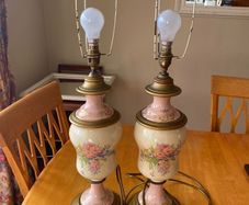 Pair Victorian revival lamps