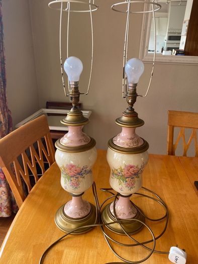 Pair Victorian revival lamps