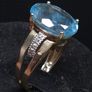Vintage 9ct Gold Large Blue Topaz Statement Ring Size 55 Image 4