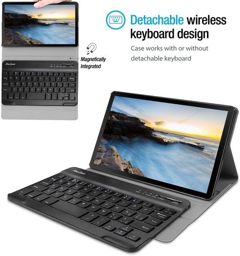 Smart Case Galaxy Tab A 8.0 2019 Keyboard Case SM-T290 SM-T295, Slim Shell Lightweight Smart Cover with Magnetically Detachable Wireless Keyboard for Galaxy