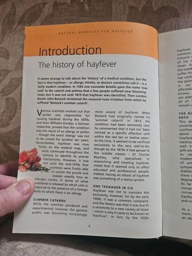 Natural Remedies For Hayfever.  By Paul Morgan. First Edition Large Volume Hardback In Good Condition. See Photos For Same.