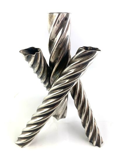 Mid Century Silver Plated Designer Vase