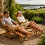 Acacia Wooden Sun Lounger Set of 2 Foldable Garden Recliners with Cushions Image 2
