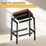 Bar Stools Set of 2, 66 cm Bar Stools, Bar Stools Caramel Brown Leather, 6 cm Thick Cushion Bar Chair, Kitchen Chairs with Metal Frame, Bar Chairs for Kitchen Image 5