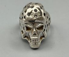 Chunky Heavy Vintage Silver Skull Ring 20g - Biker, Gothic - 25mm Diameter