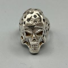 Chunky Heavy Vintage Silver Skull Ring 20g - Biker, Gothic - 25mm Diameter