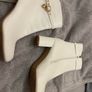 Women's white heeled boots with gold design Image 2