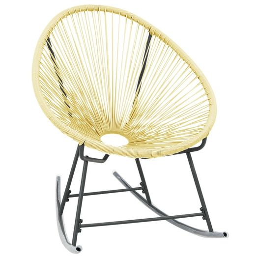 Outdoor Rocking Moon Chair Poly Rattan Beige