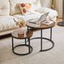Round Nesting Table, Removable Set of 2 Coffee Tables, Stacking Sofa Side Table End Table, for Living Room, Bedroom, Office, Balcony, Apartment, Rustic Brown Image 3