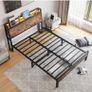 Double Size Bed Frame with Charging Station and LED Lights Image 5