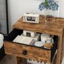 Set of 2 Side Tables, Bedside Table, Sofa End Table, with Fabric Drawers and Open Shelf Unit, Solid Wood Legs, Nightstand, for Bedroom, Living Room, Rustic Brown Image 3