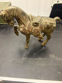 Vintage Chinese Tang-Style Metal Horse Figurine