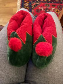 Red and green Christmas elf slippers size 7-8