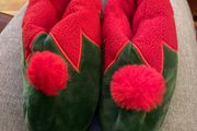 Red and green Christmas elf slippers size 7-8