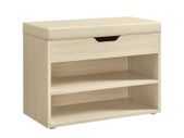 Shoe Storage Bench with Padded Seat 60cm Wooden Entryway Bench with Cushion & Hidden Storage