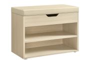 Shoe Storage Bench with Padded Seat 60cm Wooden Entryway Bench with Cushion &amp; Hidden Storage