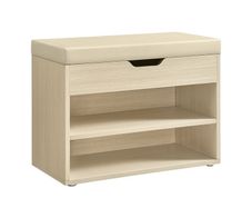 Shoe Storage Bench with Padded Seat 60cm Wooden Entryway Bench with Cushion & Hidden Storage