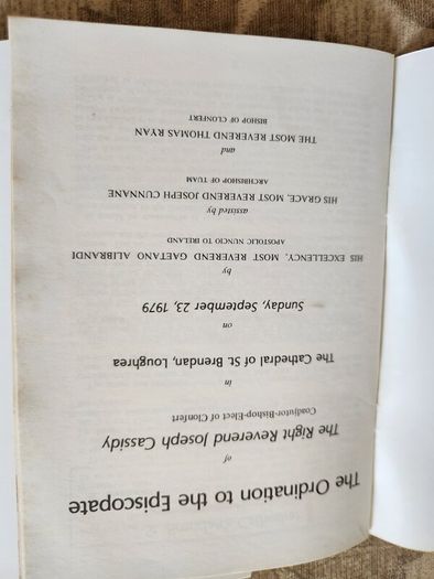 Archbishop Joseph Cassidy. 2 X Booklets. I X His Installation  And The Other His Ordination To The Episcopate. See Photos For Details.