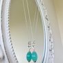 Newbridge Silverware Long Aqua Pendant Necklace + Original Box Image 5