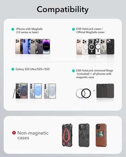 ESR for MagSafe Car Mount [2300gf N52H Magnets], Car Phone Holder Magnetic for Air Vent/Dashboard, Magnetic Phone Car Mount for iPhone 16 15 Pro Max Plus 14 13 12 Mini, Galaxy S25, MagSafe Accessories