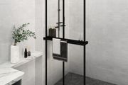 Walk-in Shower Wall with Shelf Black 80x195 cm ESG Glass&amp;Aluminium