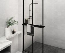 Walk-in Shower Wall with Shelf Black 80x195 cm ESG Glass&Aluminium