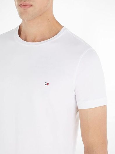 Tommy Hilfiger Men's T-Shirt Short Sleeve Core Stretch Slim Fit MW0MW27539, White 2XL