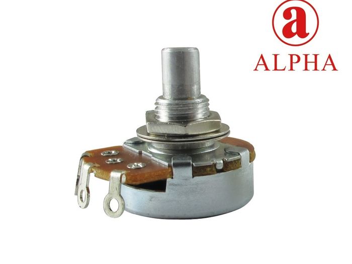 Alpha Potentiometer, Left-Handed taper, Solid Shaft US spec, 250K or 500K