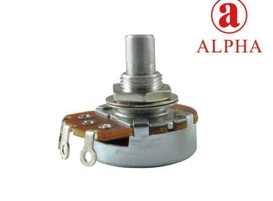 Alpha Potentiometer, Left-Handed taper, Solid Shaft US spec, 250K or 500K